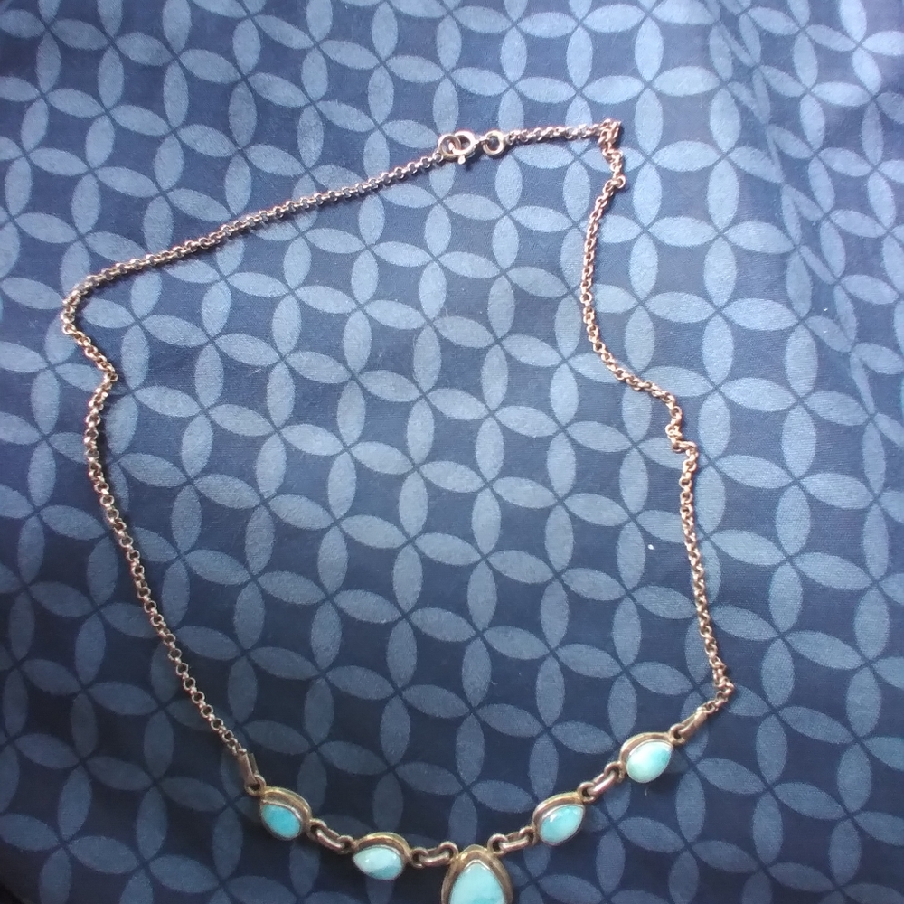 Silver necklace with turquoise
